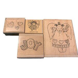Stampin Up Patchwork Angel Rubber Stamp Set Of 4 With Hearts & Joy Designs